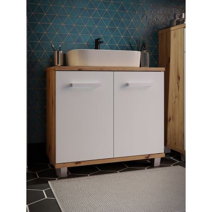 Шафка для ванної кімнати VENOM білий/дуб артізан