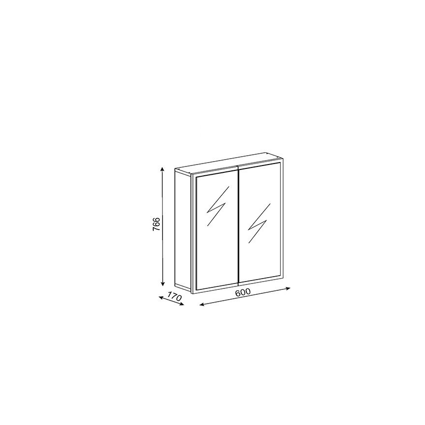 Шафка для ванної кімнати з дзеркалом KAYLA 78x60 см білий