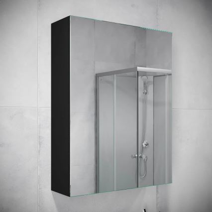 Шафка з дзеркалом для ванної кімнати HENRY 65x50 см чорний