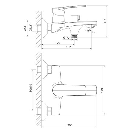 Самона - Змішувач для ванни КОРАНА блискучий хром