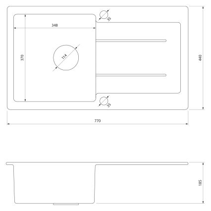 Samona - Кухонна мийка SAMONA 77x44 см граніт/чорна