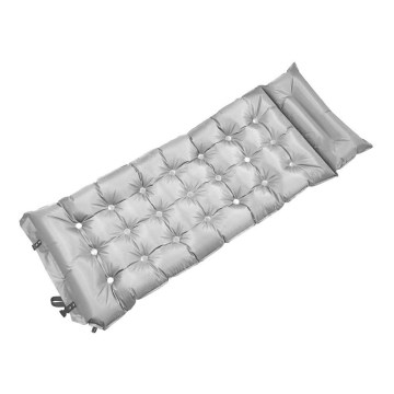 Самонадувний туристичний килимок з подушкою 180x66 см сірий