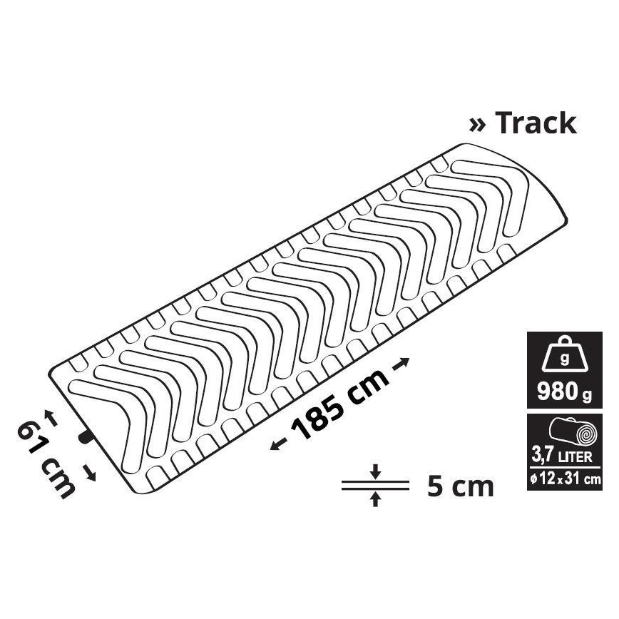 Самонадувний туристичний килимок з подушкою 185x61 см синій