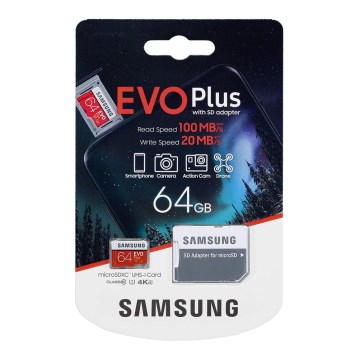 Samsung - Карта пам'яті MicroSDXC 64Гб EVO+ U1 100Мб/с + SD-адаптер