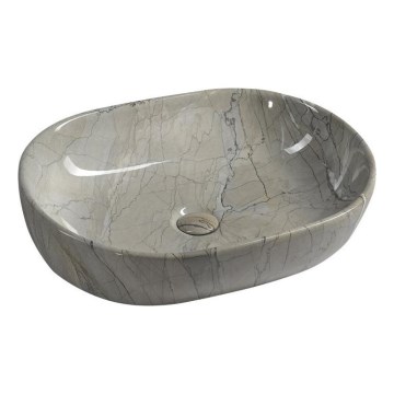 Сапхо - Накладний умивальник на стільницю ДАЛМА 59×42 см, кераміка/сірий