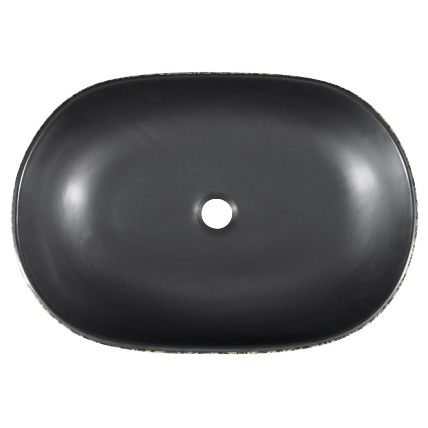 Сапхо - Накладний умивальник ПРІОРІ 60х40 см, керамічний, чорний/синій