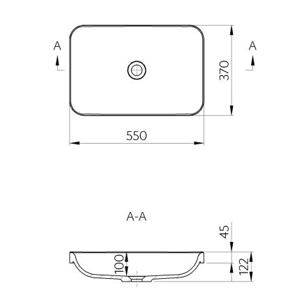 Сапхо - Врізний умивальник АСОФФІ 55x37 см мармур/білий