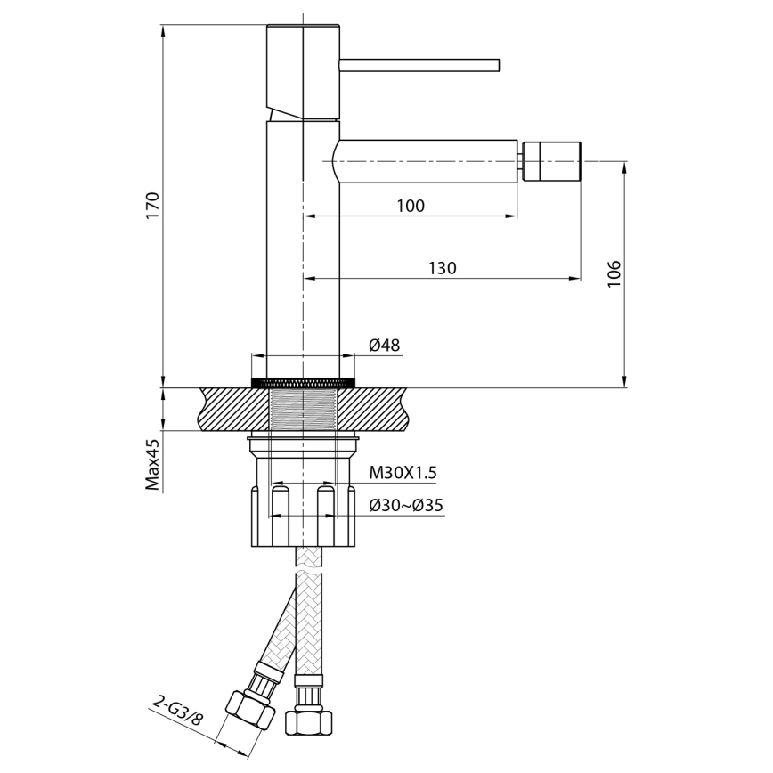 Sapho - Біде-змішувач SOLARIS матовий чорний