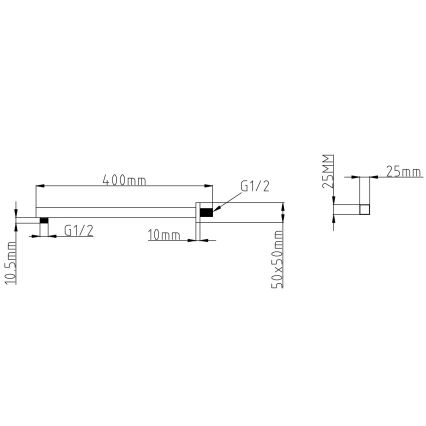 Sapho - Держатель для верхнего душа угловой 40 см матовый черный