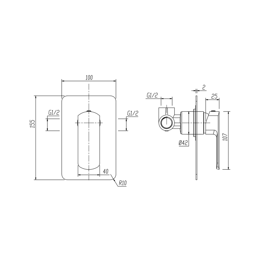 Sapho - Душевой смеситель для скрытой установки MIXONA, полированный хром