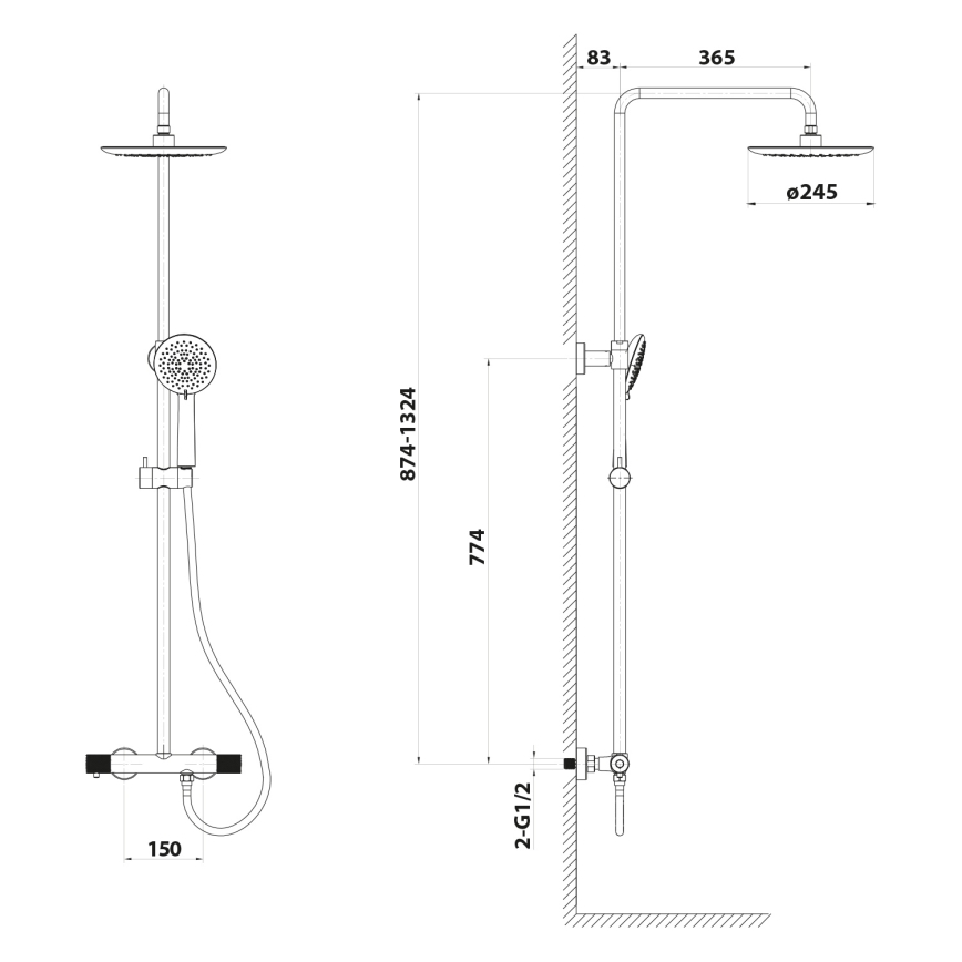 Sapho - Душевой комплект с смесителем SOLARIS полированный хром