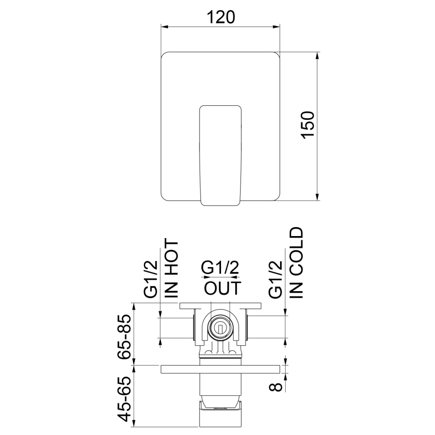 Sapho - Душовий змішувач для прихованого монтажу TURSI блискучий хром