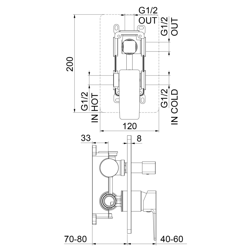 Sapho - Душовий змішувач для прихованого монтажу TURSI матово-чорний