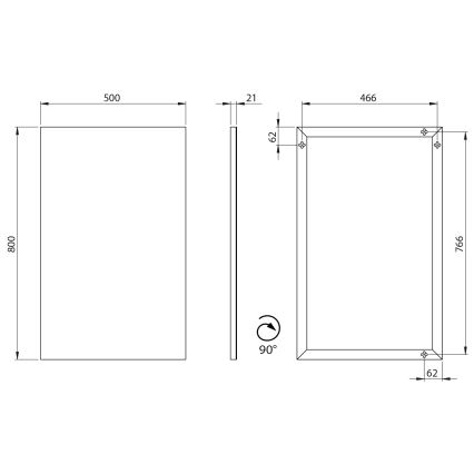 Sapho - Дзеркало в рамці AROWANA 50x80 матово-чорне