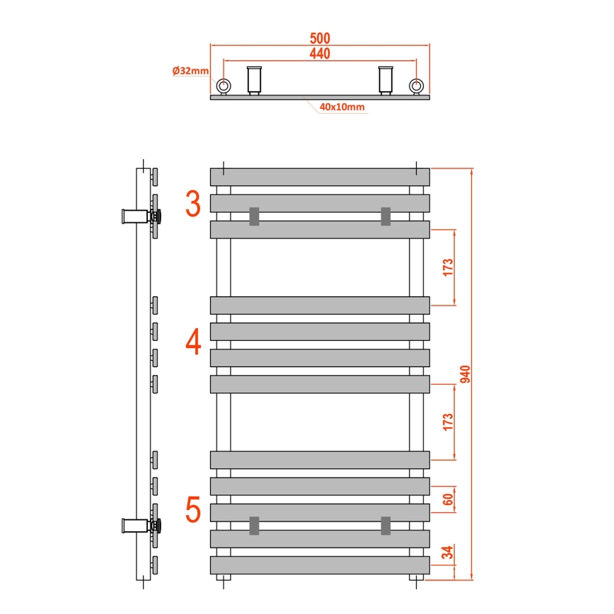 Sapho - Электрический полотенцесушитель для ванной JALOUSI 328W/230V 50x94 см белый