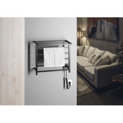 Sapho - Электрический полотенцесушитель ELZOR 60W/230V 47x50 cm матовый черный
