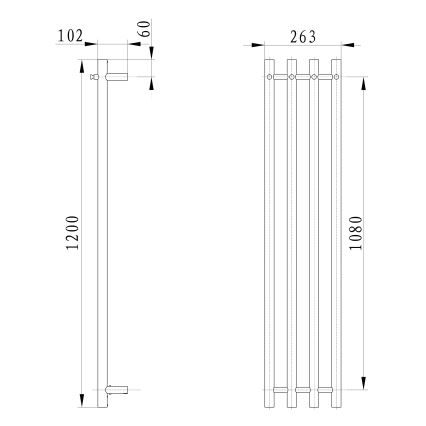 Sapho - Электрический полотенцесушитель PAPINADO 85W/230V 120 см блестящий хром правый
