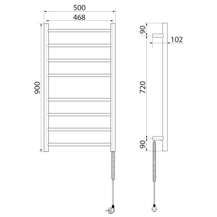 Sapho - Електрична сушарка для рушників REDONDO 75 Вт 90x50 см матово-чорна
