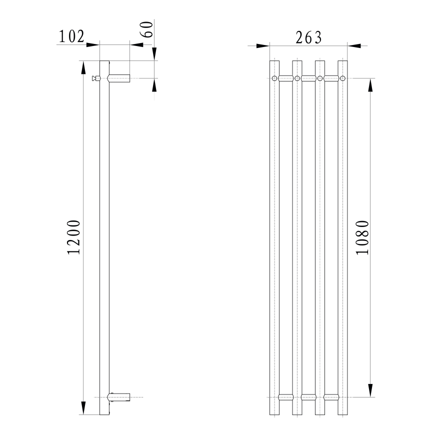 Sapho - Електрична рушникосушка PAPINADO 85W/230V 120 см глянцевий хром правий