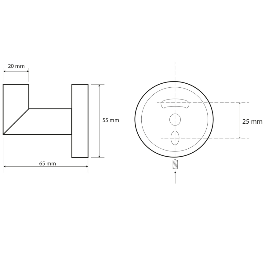 Sapho - настенный крючок X-ROUND 5,5x6,5 см черный