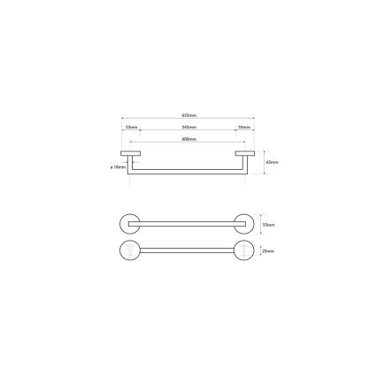 Sapho - Настінний вішак для рушників X-ROUND 6,5x65,5 см полірований хром