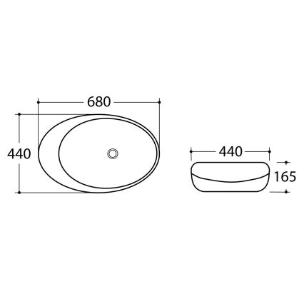 Sapho - накладна раковина DALMA 68x44 см сіра