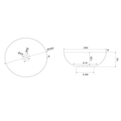 Sapho - Накладна раковина FORMIGO, діаметр 39 см, бетон/матовий сірий