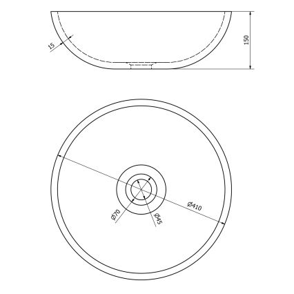 Sapho - Накладна раковина PRIORI, діаметр 41 см, кераміка/сірий