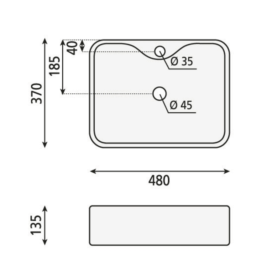 Sapho - Накладная раковина BALENA 48x37 см матовая чёрная
