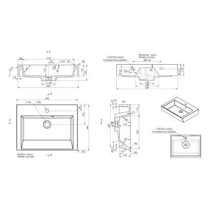 Sapho - Накладная раковина ORINOKO 60x45 cm мрамор/белая