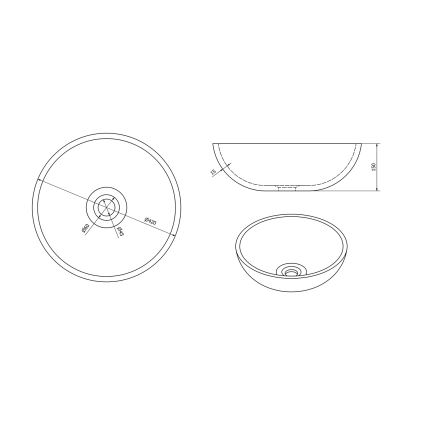 Sapho - Накладная раковина PRIORI Ø 42 см керамика/зеленая