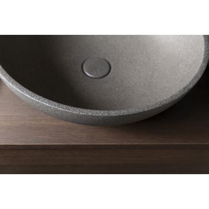 Sapho - Накладная раковина TURF Ø 44 см, бетон/чёрный гранит
