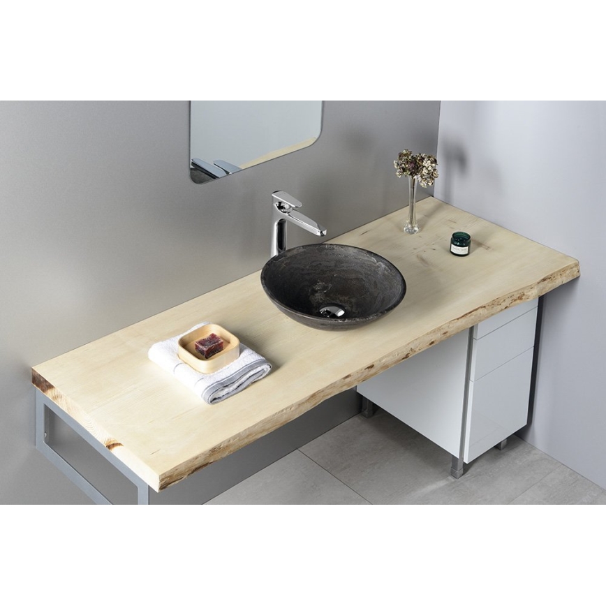 Sapho - Накладний умивальник BLOK Ø 40 см коричневий/камінь