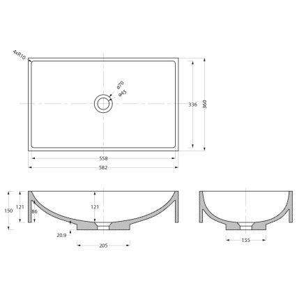 Sapho - Накладний умивальник на стільницю 58x36 см, бетон/бежевий