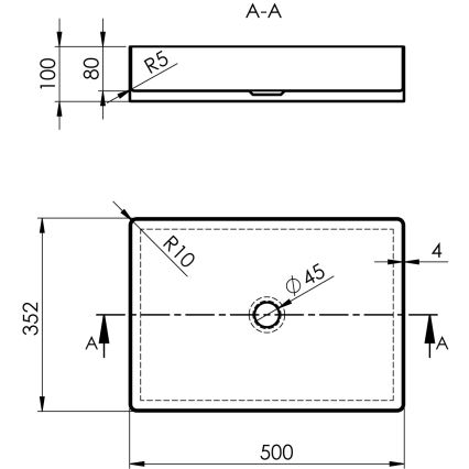 Sapho - Накладний умивальник на стільницю AURUM 50x35 см антрацит