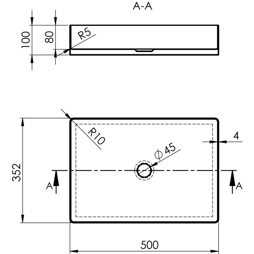 Sapho - Накладний умивальник на стільницю AURUM 50x35 см антрацит