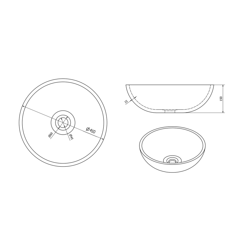 Sapho - Накладний умивальник PRIORI, діаметром 41 см, кераміка/коричневий