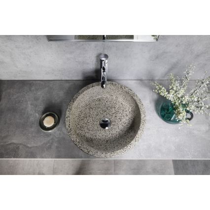 Sapho - Накладний умивальник PRIORI на стільницю, діаметр 41 см, білий/сірий