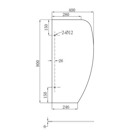 Sapho - Перегородка для писсуаров 40x80 cm матовое стекло