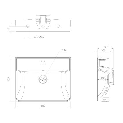 Sapho - Підвісна раковина 50x40 см литий мармур/біла