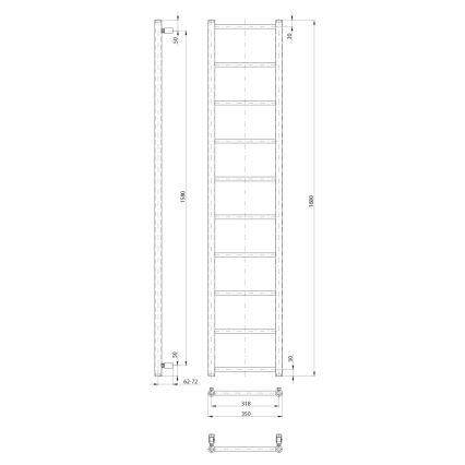 Sapho - Полотенцесушитель для ванной DINA 334W 35x168 cm матовый чёрный