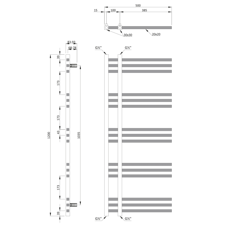 Sapho - Полотенцесушитель для ванной MAGDALENA 408 Вт/230 В 50x120 см глянцевый хром