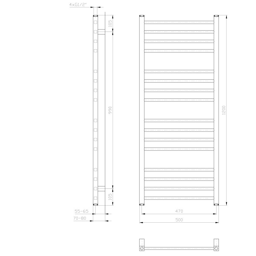 Sapho - Полотенцесушитель для ванной METRO 120x50 см белый