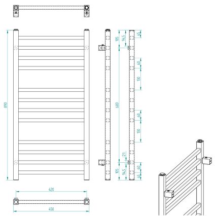 Sapho - Полотенцесушитель для ванной METRO 239W/230V 45x89 см полированный хром