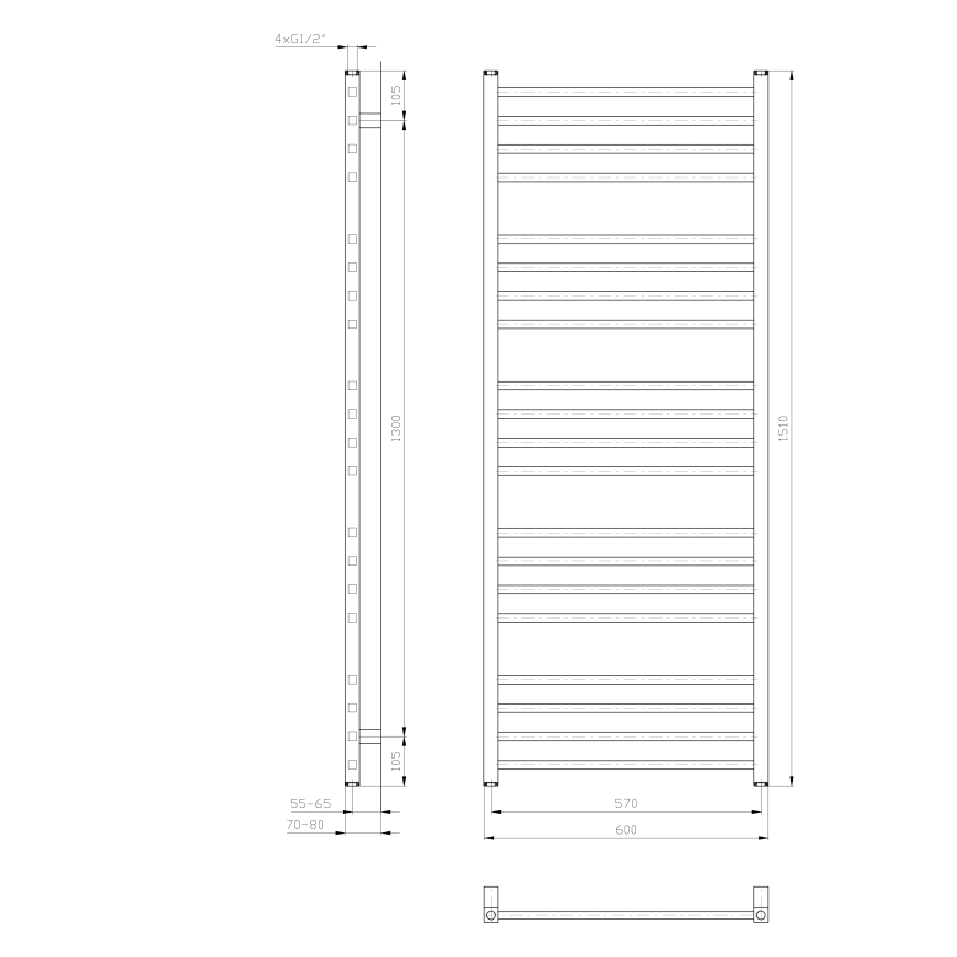 Sapho - Полотенцесушитель для ванной METRO 60x151x60 см белый
