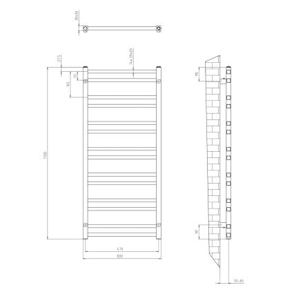 Sapho - Полотенцесушитель для ванной METRO DOS 110x50 см матовый чёрный