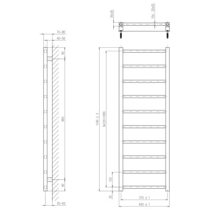 Sapho - Полотенцесушитель для ванной METRO DOS 114x40 см матовый черный