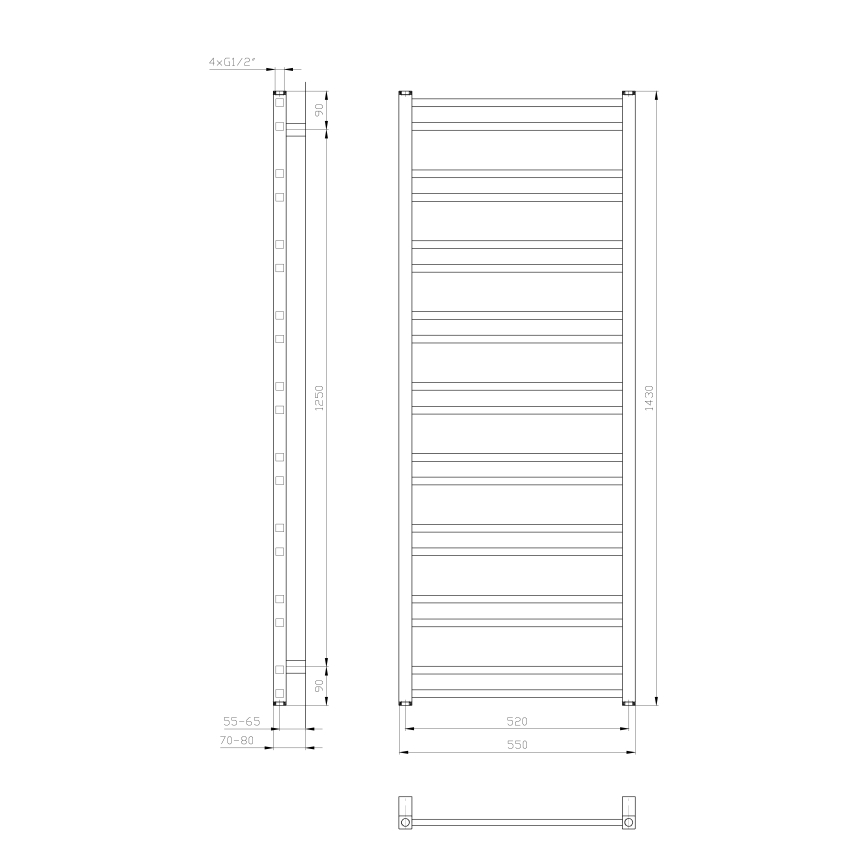 Sapho - Полотенцесушитель для ванной METRO DOS 143x55 cm, матовый белый