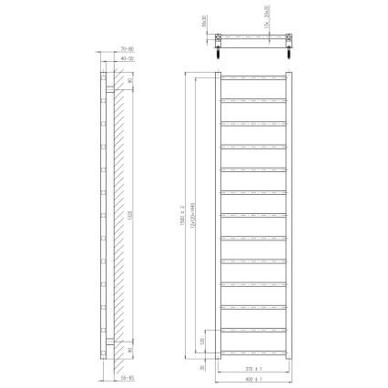 Sapho - Полотенцесушитель для ванной METRO DOS 150x40 см матовый чёрный