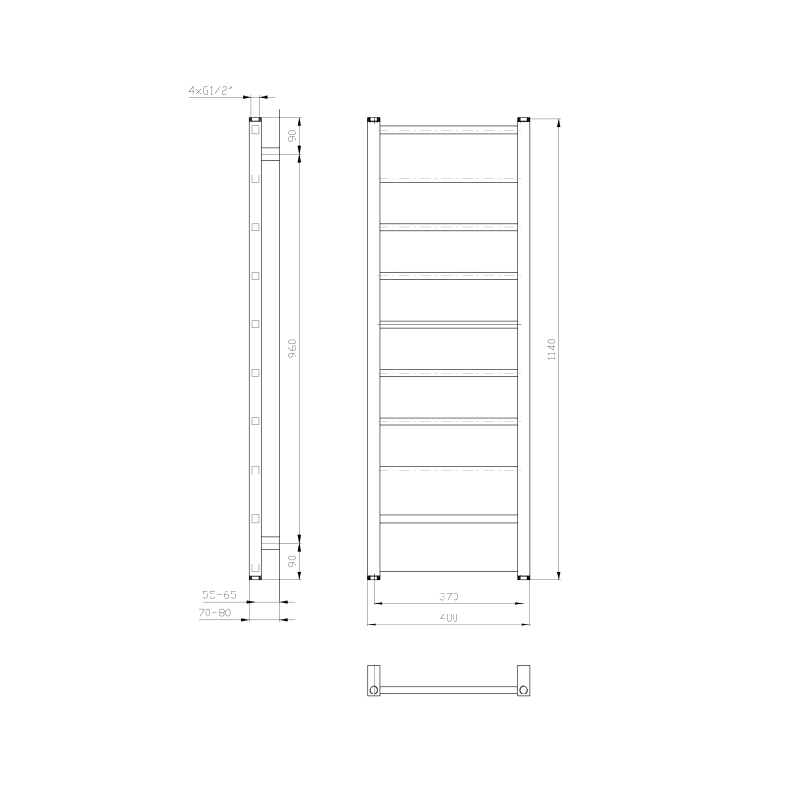Sapho - Полотенцесушитель для ванной METRO LIGHT 114x40 см белый
